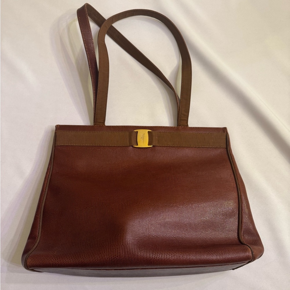 Salvatore Ferragamo Tote Bag Brown Leather